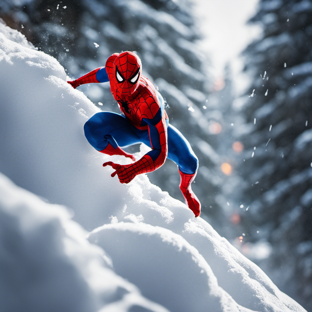 Spiderman in a snow valley