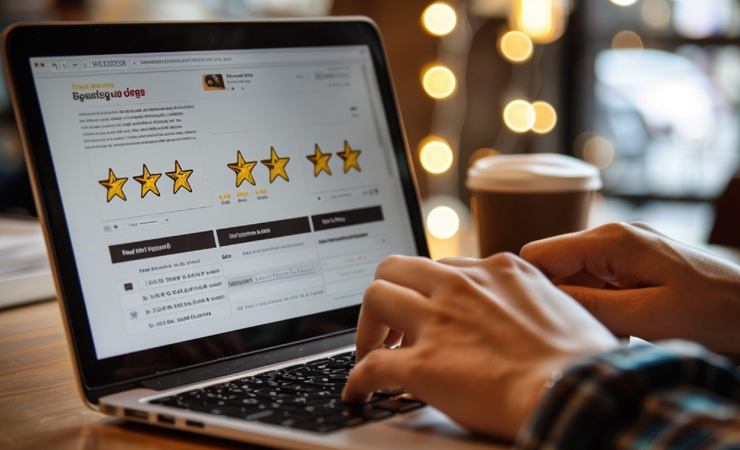 person reading customer reviews ratings before making online purchase e1744191454360